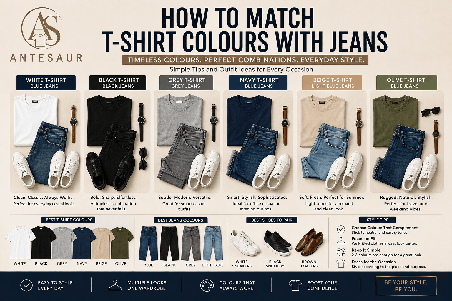 You are currently viewing How to Match T-Shirt Colours with Jeans