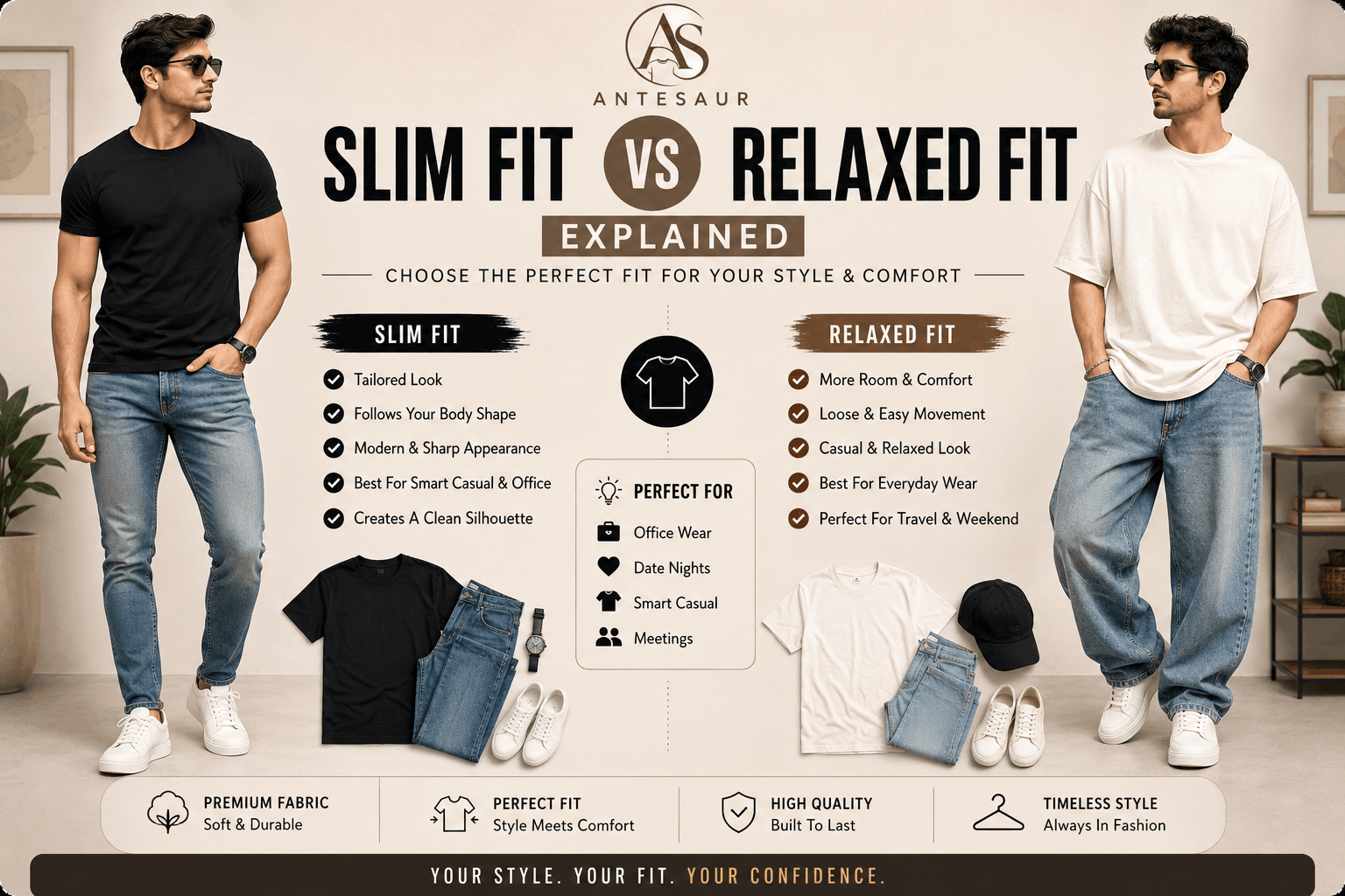 Read more about the article Slim Fit vs Relaxed Fit Explained